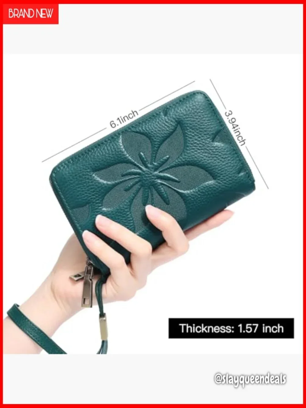 Leather Wristlet Wallet with RFID Blocking, 16 Card Slots, Double Zip